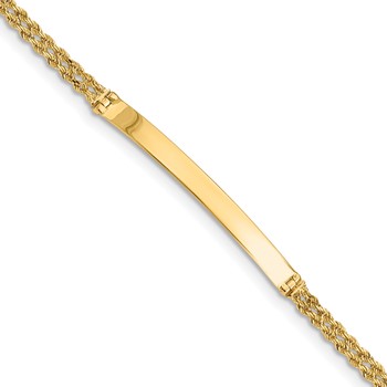 14k Polished Solid Chain/Solid Plate Two-Strand Rope 41x5mm Plate 7 inch ID Bracelet