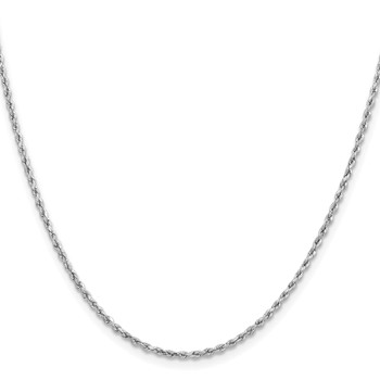 14k White Gold 1.8mm Lightweight D/C Rope with Lobster Clasp Chain — alternate view