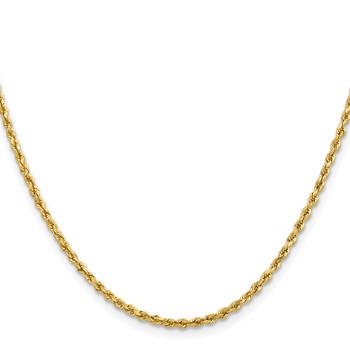 14k 2mm Lightweight D/C Rope with Lobster Clasp Chain — alternate view