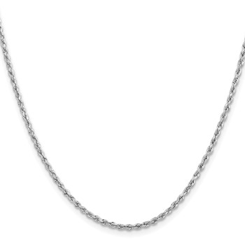 14k White Gold 2mm Lightweight D/C Rope with Lobster Clasp Chain — alternate view