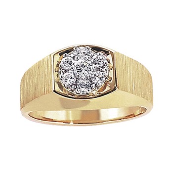 Men's Diamond Cluster Ring with Satin Finish Accent Mounting