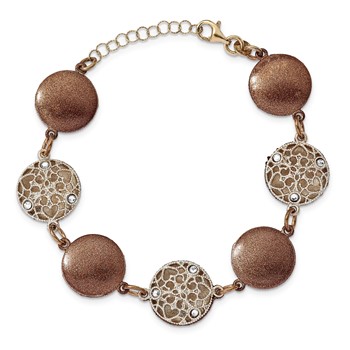 Sterling Silver Lacy Circle 7.5" Bracelet — alternate view