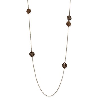 Sterling Silver 38" Long Chain w/Circle Discs With Finish