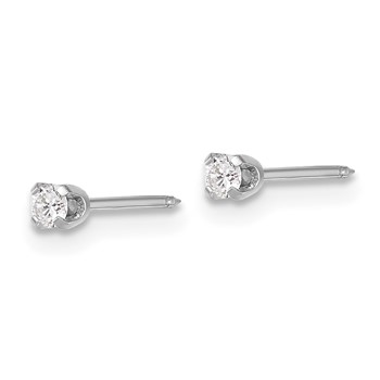 Inverness 14k White Gold 2.4mm .10ct Lab Grown Diamond Short Post Piercing Earrings — alternate view