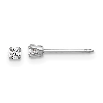 Inverness 14k White Gold 2.4mm .10ct Lab Grown Diamond Short Post Piercing Earrings