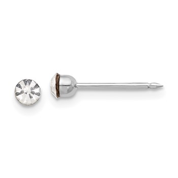 Inverness 14K White Gold 3.3mm Crystal Post Piercing Earrings
