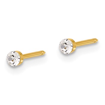 Inverness 14K Polished 2.4mm Crystal Post Piercing Earrings — alternate view
