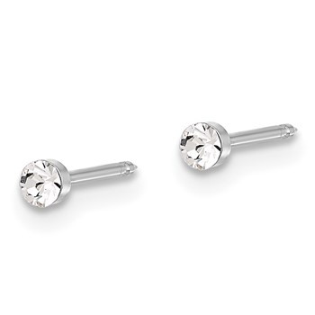 Inverness 14K White Gold Polished 2.4mm Crystal Post Piercing Earrings — alternate view