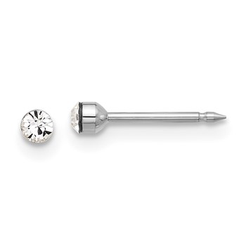 Inverness 14K White Gold Polished 2.4mm Crystal Post Piercing Earrings