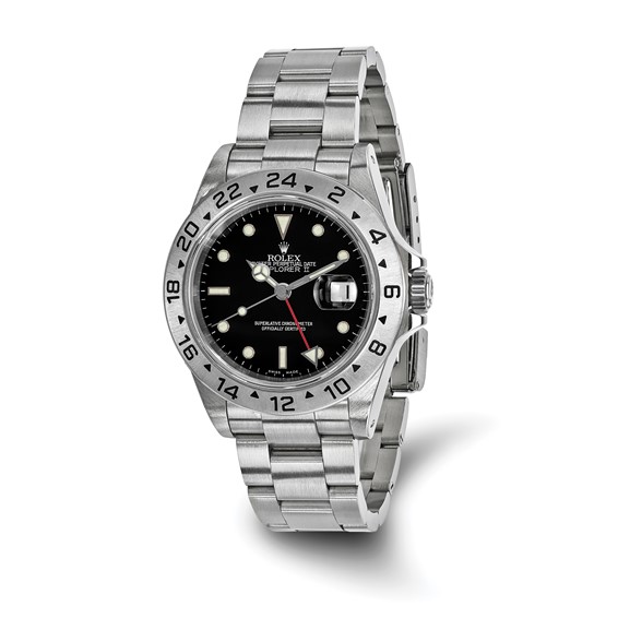 Swiss Crown™ USA Pre-owned Rolex-Independently Certified Steel Oyster 40mm Explorer II Black Dial Watch