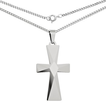 IBGoodman Tungsten Cross with 24 inch Stainless Steel Curb Chain Necklace