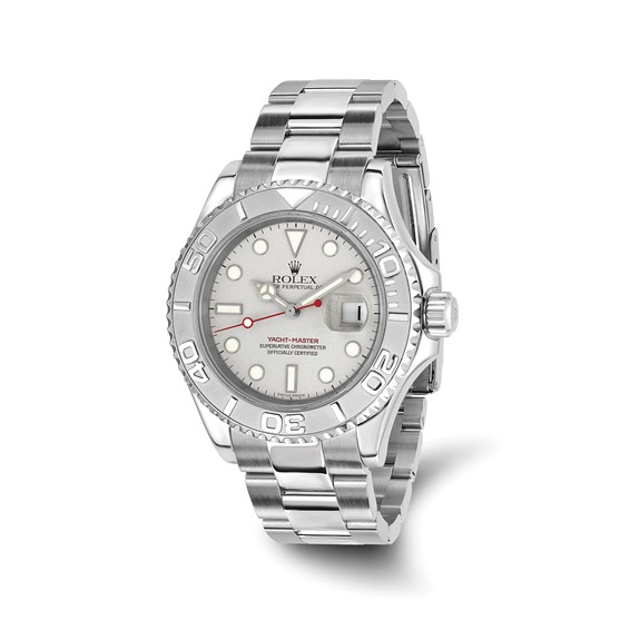 Swiss Crown™ USA Pre-owned Rolex-Independently Certified Steel Oyster 40mm Yachtmaster Silver Dial Watch