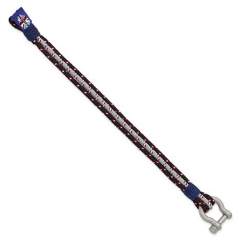 "IBGoodman Stainless Steel with Red, White, Black, and Blue Multi-Strand Paracord 8.5 inch Bracelet" — alternate view
