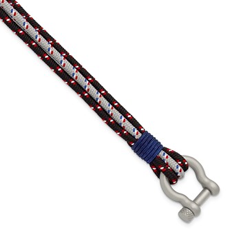 "IBGoodman Stainless Steel with Red, White, Black, and Blue Multi-Strand Paracord 8.5 inch Bracelet"