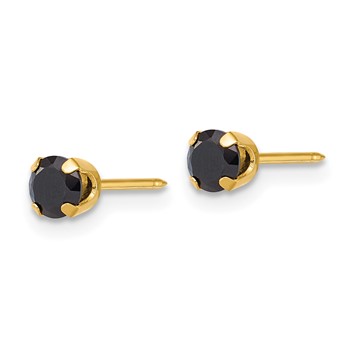 Inverness 14k Polished 4mm Black CZ Stud Post Piercing Earrings — alternate view