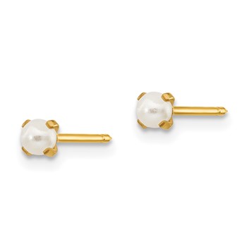 Inverness 14k 3mm Simulated Pearl Post Piercing Earrings — alternate view