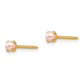 Inverness 14k 3mm Pink Simulated Pearl Post Piercing Earrings — alternate view