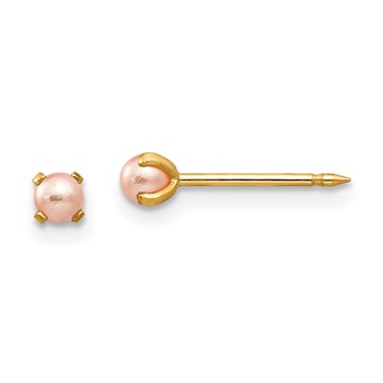 Inverness 14k 3mm Pink Simulated Pearl Post Piercing Earrings