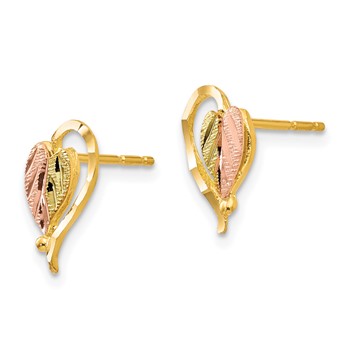 10k Tri-color Black Hills Gold Post Earrings — alternate view
