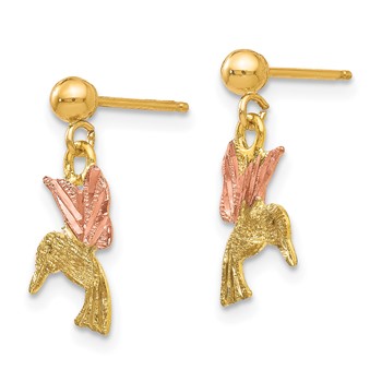 10k Tri-color Black Hills Gold Post Dangle Earrings — alternate view