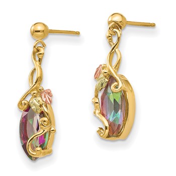 10k Tri-color Black Hills Gold Mystic Topaz Post Dangle Earrings — alternate view