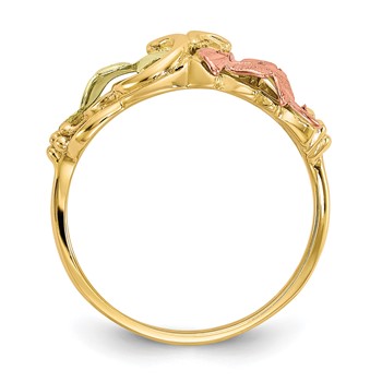 10k Tri-color Black Hills Gold Flower Ring — alternate view