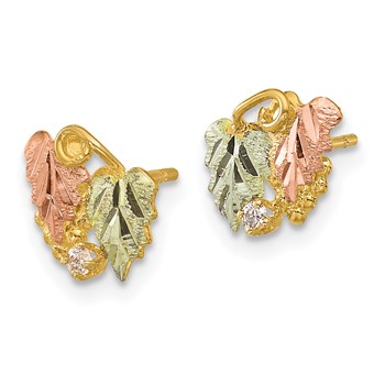 10k Tri-Color Black Hills Gold Diamond Post Earrings — alternate view
