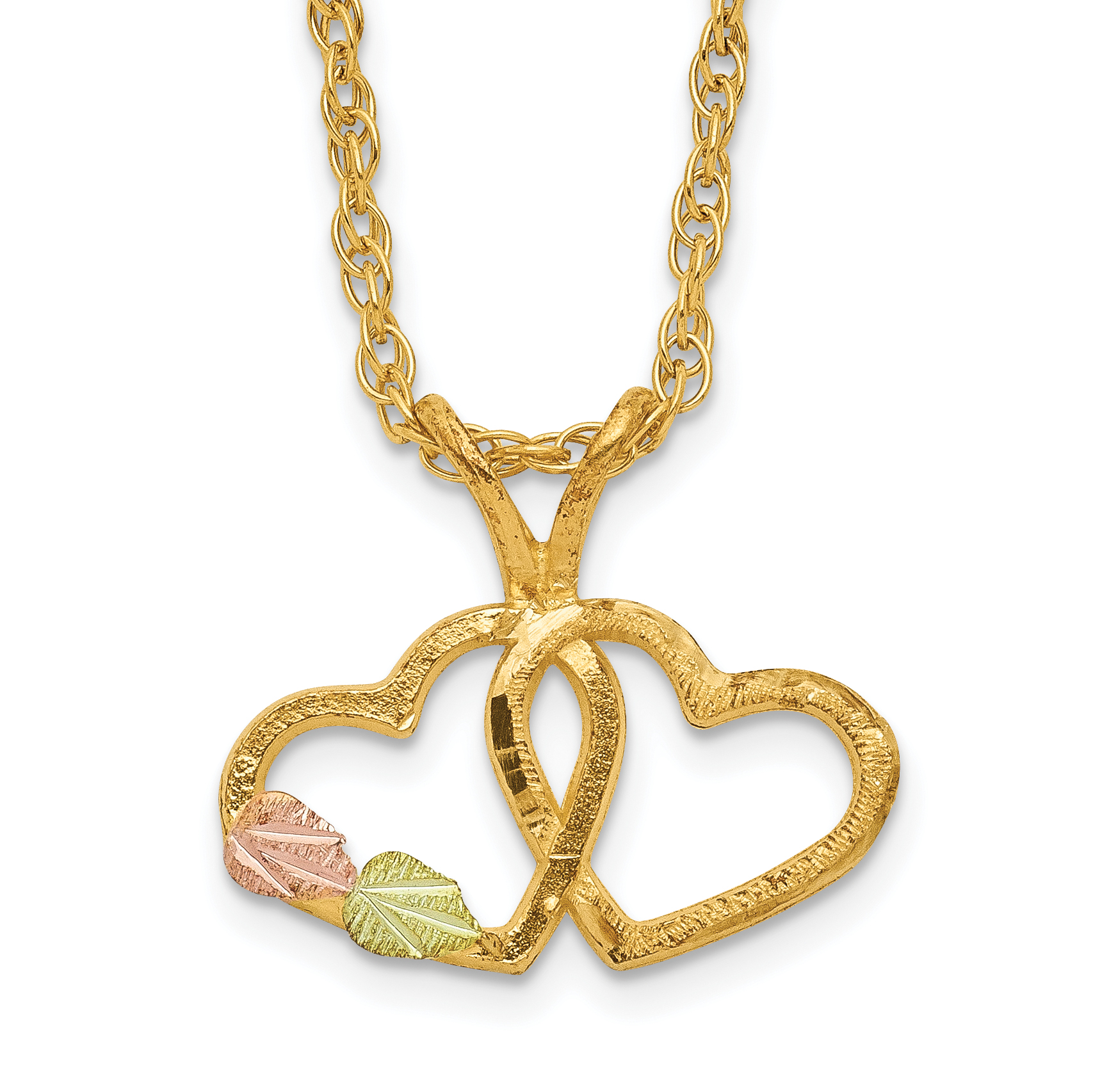 Tri color sale gold heart necklace