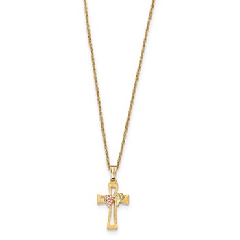 10k Tri-Color Black Hills Gold Cross Necklace — alternate view