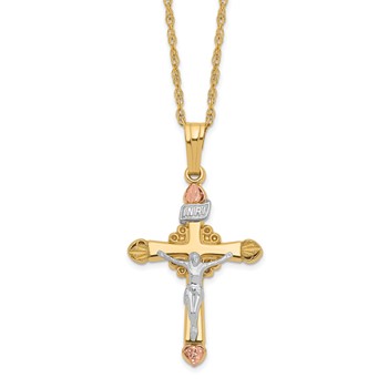10k & 14k Gold Filled w/ 12k Accents Cross Necklace