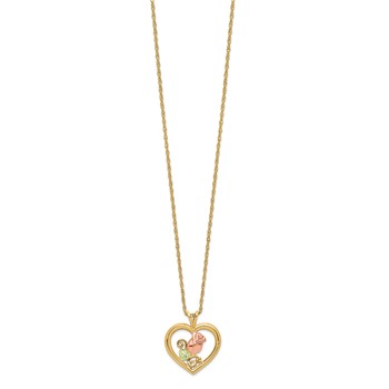 10k Tri-Color Black Hills Gold Rose in Heart Necklace — alternate view
