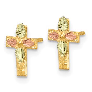 10k Tri-Color Black Hills Gold Cross Earrings — alternate view
