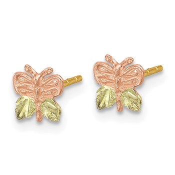 10k Tri-Color Black Hills Gold Butterfly Earrings — alternate view