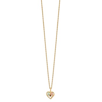 10k Tri-Color Black Hills Gold Heart Garnet Necklace — alternate view