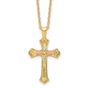 10k w/12K Accents Black Hills Gold Cross 18IN Necklace