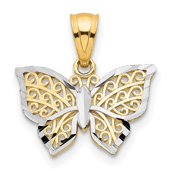 10K with Rhodium Butterfly Charm