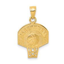 14K Yellow Gold Basketball Basket, Hoop cheapest w/ Ball Pendant