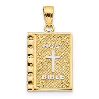 10K with Rhodium Holy Bible Charm