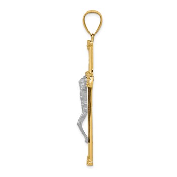 10K w/ Rhodium CZ Crucifix Pendant — alternate view