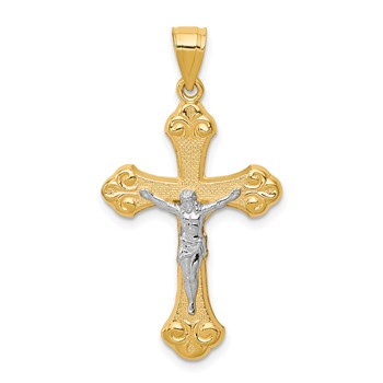 10K w/Rhodium Crucifix Pendant
