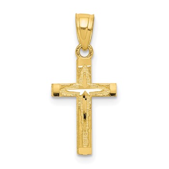 10k Diamond-Cut Cross Pendant