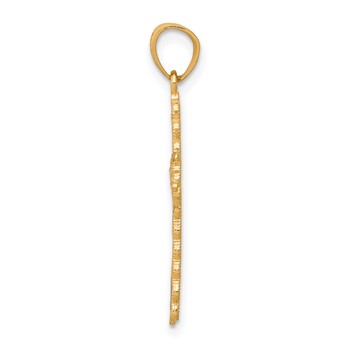 10K w/ Rhodium Diamond-Cut Cross Pendant — alternate view