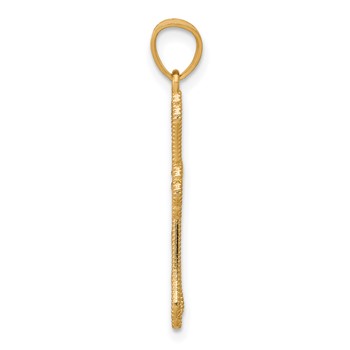 10K w/ Rhodium Diamond-Cut Cross Pendant — alternate view