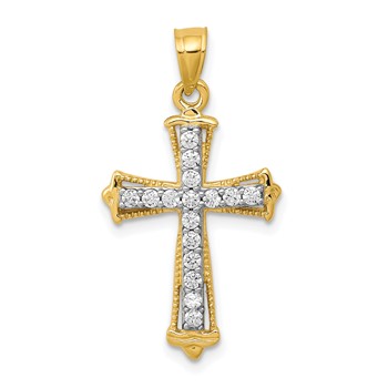 10k CZ Cross Pendant