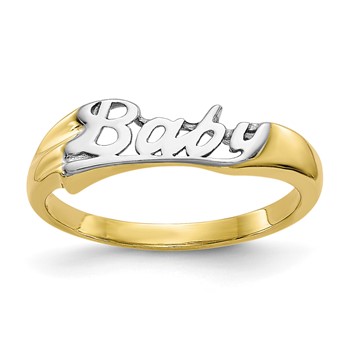 10K with Rhodium BABY Child's Ring