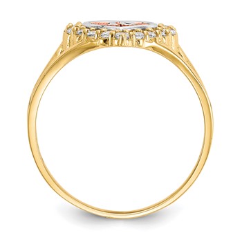 10k Two-tone with White Rhodium Sweet 15 CZ Heart Ring — alternate view