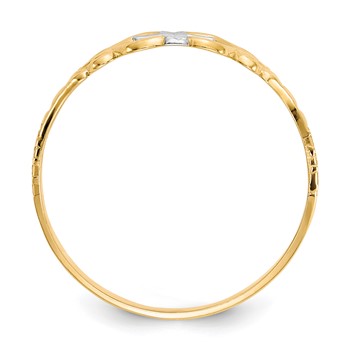 10k & Rhodium Polished Cross Ring — alternate view