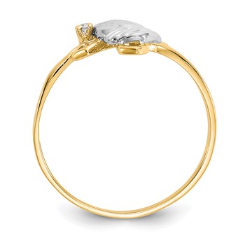 10k & Rhodium Praying Hands CZ w/Cross Ring — alternate view