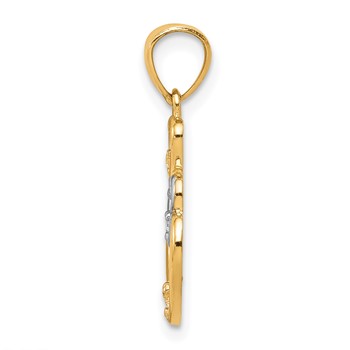 10K w/Rhodium CZ 3-Heart Pendant — alternate view