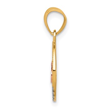 10K Two-tone w/White Rhodium CZ 15 Round Pendant — alternate view